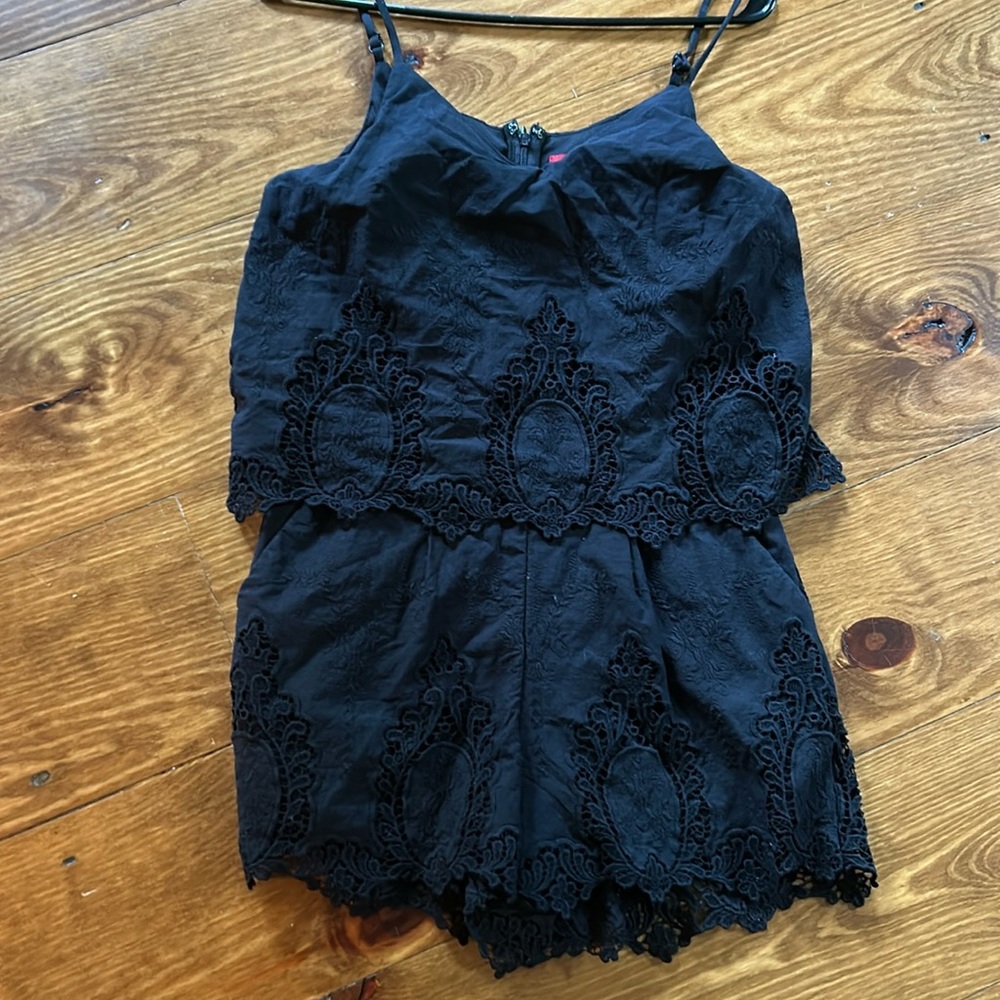 Saks 5th black embroidered Lacey romper